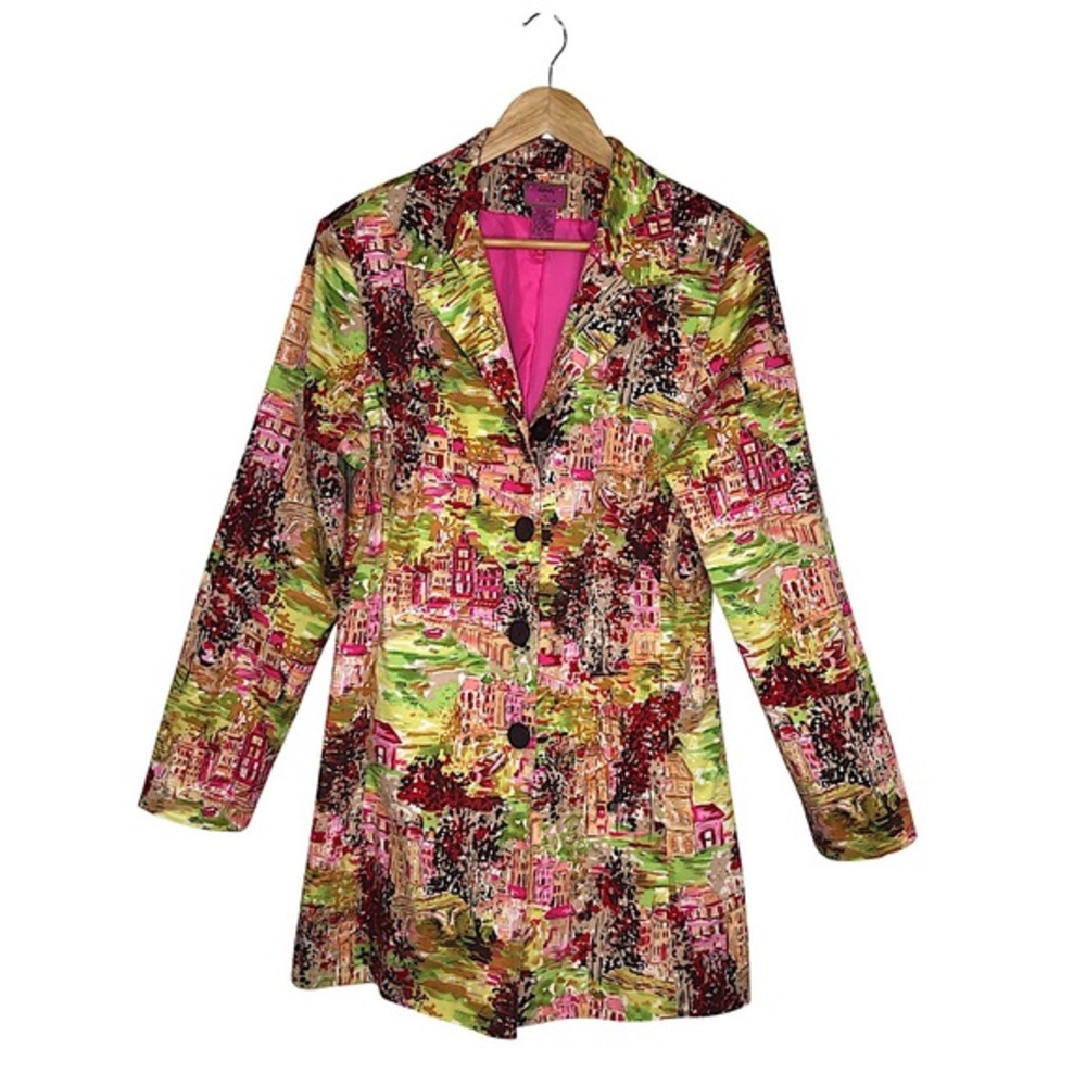 Dandy By Randi M Cotton Mix VTG Hong Kong Pop Color Boho Boyfriend Cut Blazer 14